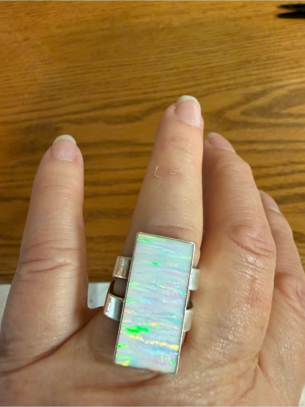 Sterling Silver 925 Opal Ring Fits Size 7.5 12.66 Grams
